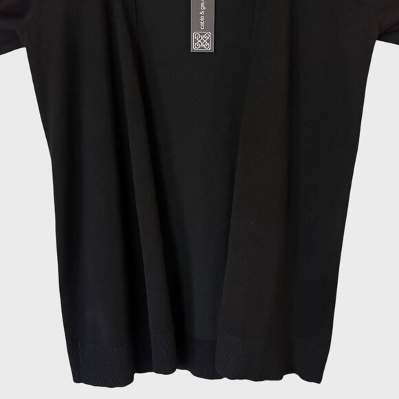 Cable & Gauge Open-Front Cardigan Sweater Black Women's Size Small New - Picture 6 of 13